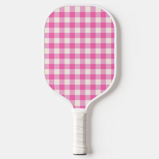 Pink Gingham Kariert Cotattcore Pickleball Schläger (Vorderseite)