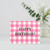 Pink Gingham Kariert Cotattcore Postkarte (Stehend Vorderseite)