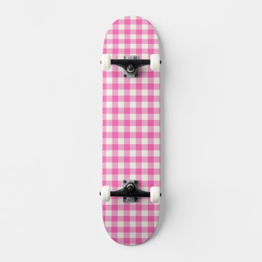 Pink Gingham Kariert Cotattcore Skateboard (Vorderseite)