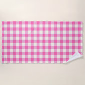 Pink Gingham Kariert Cotattcore Strandtuch (Vorderseite)