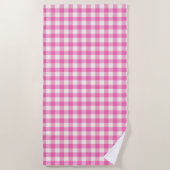 Pink Gingham Kariert Cotattcore Strandtuch (Vorderseite)