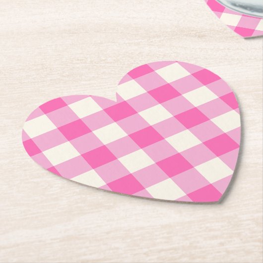 Pink Gingham Kariert Cotattcore Untersetzer (angewinkelt)