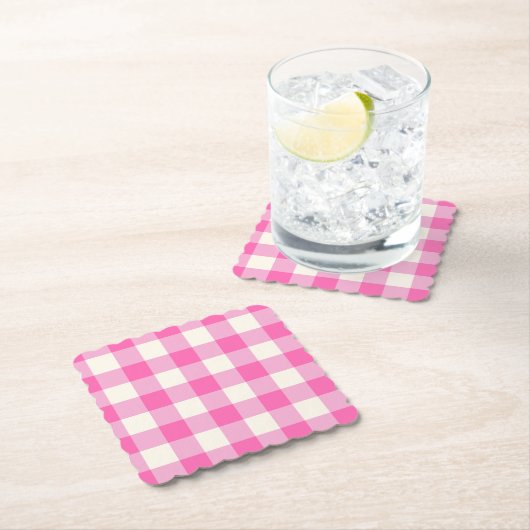 Pink Gingham Kariert Cotattcore Untersetzer (Vor Ort)