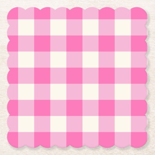 Pink Gingham Kariert Cotattcore Untersetzer (Vorderseite)