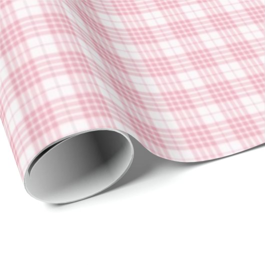 Pink Gingham Kariert Geschenkpapier (Rolleneckpunkt)