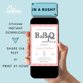 Pink Gingham Kariert GRILLEN Baby Couples Dusche Einladung