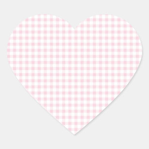 Pink Gingham Kariert Herz-Aufkleber