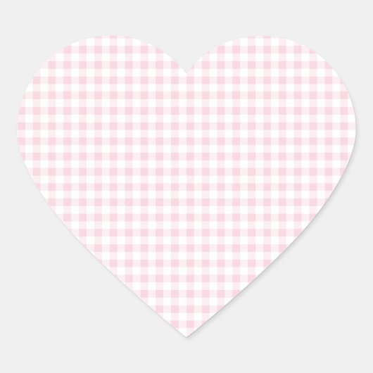 Pink Gingham Kariert Herz-Aufkleber (Vorderseite)