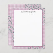 Pink Gingham Kariert und Rose Papier (Vorne/Hinten)