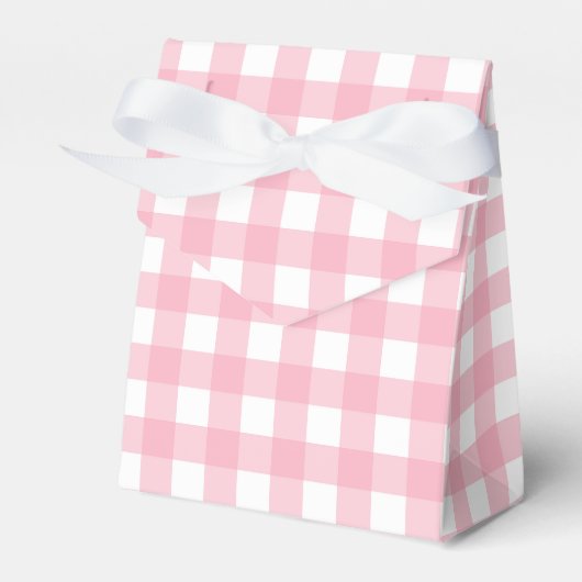 Pink Gingham Kariert Zelt Gastgeschenk Box Geschenkschachtel (Vorderseite)
