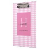 Pink Gingham Kariertes Muster Niedlich Personalisi Klemmbrett (Links)