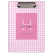 Pink Gingham Kariertes Muster Niedlich Personalisi