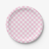 Pink Gingham Kariertes Muster Pappteller (Vorderseite)