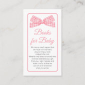 Pink Gingham Karo Bow Baby Showbücher für Baby Begleitkarte (Vorderseite)