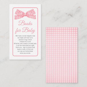 Pink Gingham Karo Bow Baby Showbücher für Baby Begleitkarte