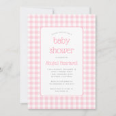 Pink Gingham Karo Girl Baby Dusche Einladung (Vorderseite)