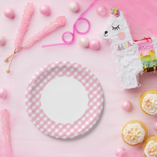 Pink Gingham Karo Muster 2 Pappteller (Party)
