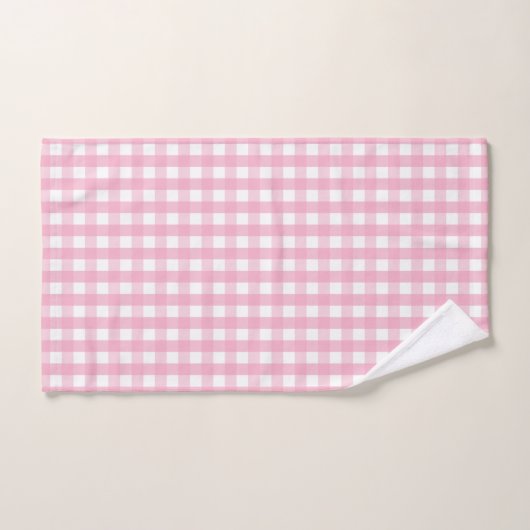 Pink Gingham Karo Pattern Badhandtuch Set (Handtuch)