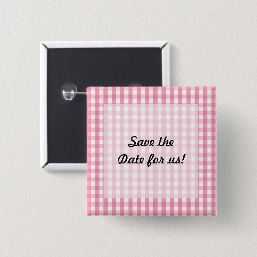 Pink Gingham Karo Pattern Button (Vorne & Hinten)