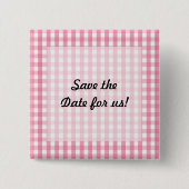 Pink Gingham Karo Pattern Button (Vorderseite)