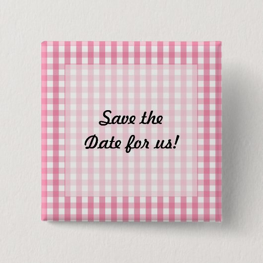 Pink Gingham Karo Pattern Button (Vorderseite)