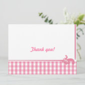 Pink Gingham Karo Pattern Einladung (Stehend Vorderseite)