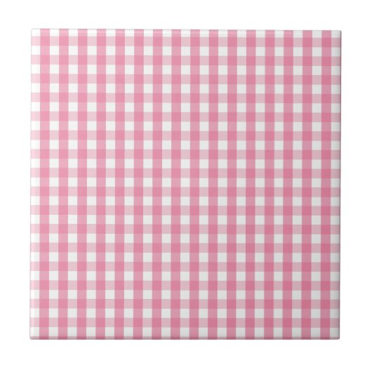 Pink Gingham Karo Pattern Fliese (Vorderseite)