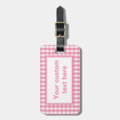 Pink Gingham Karo Pattern Gepäckanhänger (Vorderseite vertikal)