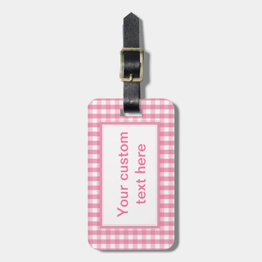 Pink Gingham Karo Pattern Gepäckanhänger (Vorderseite vertikal)