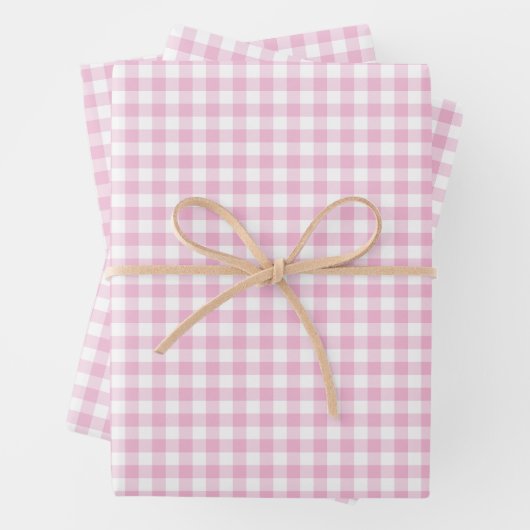 Pink Gingham Karo Pattern Geschenkpapier Set (Beispiel)