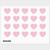 Pink Gingham Karo Pattern Herz-Aufkleber (Blatt)