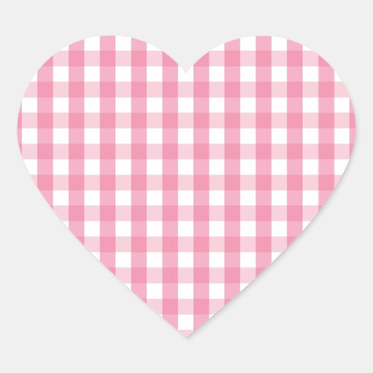 Pink Gingham Karo Pattern Herz-Aufkleber (Vorderseite)