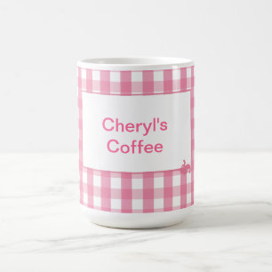 Pink Gingham Karo Pattern Kaffeetasse