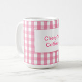 Pink Gingham Karo Pattern Kaffeetasse (Vorderseite Links)