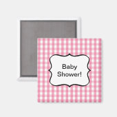 Pink Gingham Karo Pattern Magnet (Vorderseite/Rückseite)