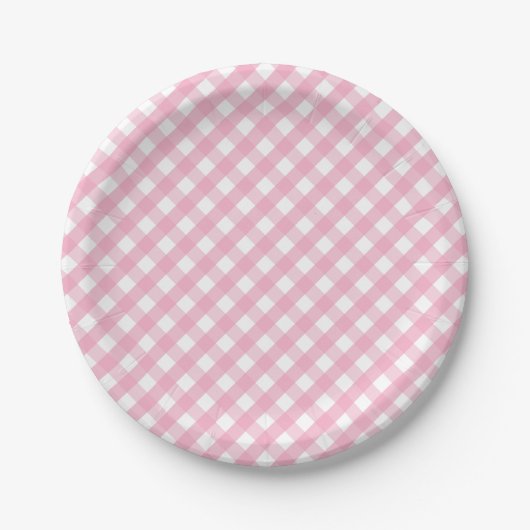 Pink Gingham Karo Pattern Pappteller (Vorderseite)