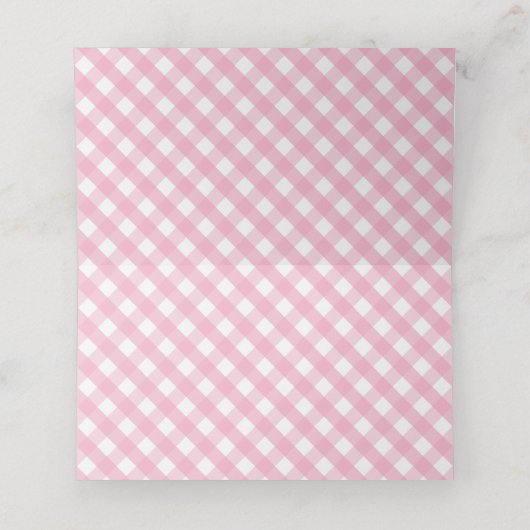 Pink Gingham Karo Pattern Platzkarte (Innenseite Aufgefaltet)