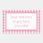 Pink Gingham Karo Pattern Rechteckiger Aufkleber (Vorderseite)
