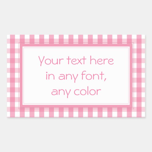 Pink Gingham Karo Pattern Rechteckiger Aufkleber (Vorderseite)