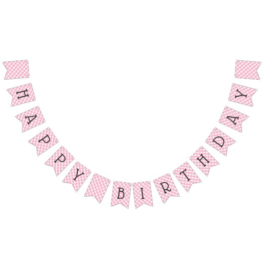 Pink Gingham Karo Pattern Zum Geburtstag Wimpelkette (Alle)