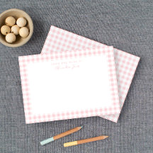 Pink Gingham Karo Personal Stationery Note Card