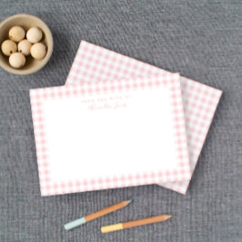 Pink Gingham Karo Personal Stationery Note Card Dankeskarte
