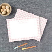 Pink Gingham Karo Personal Stationery Note Card Dankeskarte