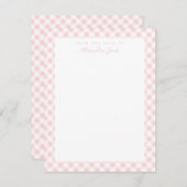 Pink Gingham Karo Personal Stationery Note Card Dankeskarte (Vorne/Hinten)
