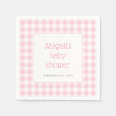 Pink Gingham Karo Rustic Girls Baby Showroom Serviette (Vorderseite)