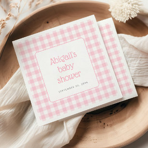 Pink Gingham Karo Rustic Girls Baby Showroom Serviette
