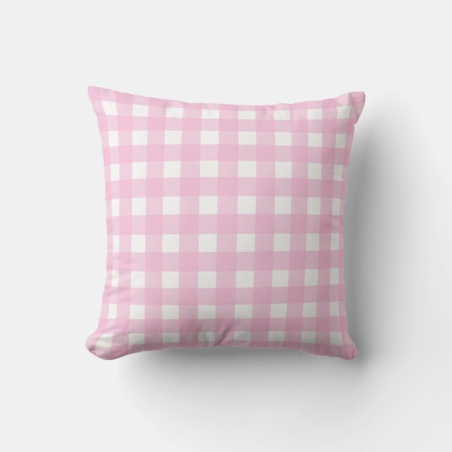 Pink Gingham Karo Throw Kissen (Vorderseite)