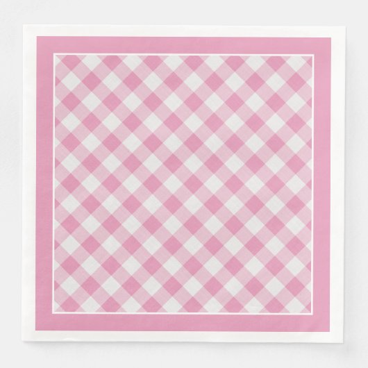 Pink Gingham Karos Muster für Jeder Anlass Serviette (Vorderseite)