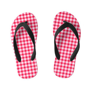 Pink Gingham Kids Flip Flops Kinderbadesandalen