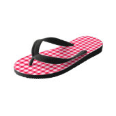 Pink Gingham Kids Flip Flops Kinderbadesandalen (Schrägansicht)